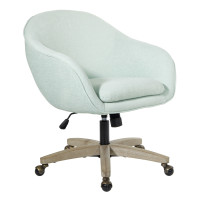 OSP Home Furnishings NRA26-M75 Nora Office Chair in Mint Fabric with Grey Brush Wood Base